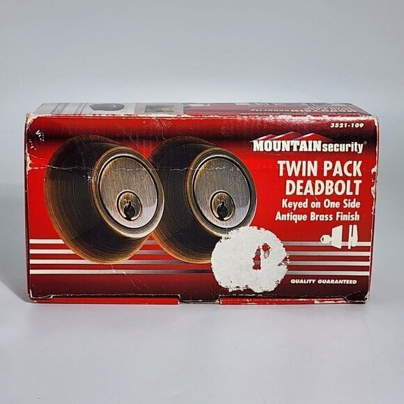 Mountain Security Other - Mountain Security Single Cylinder Deadbolt Twin Pack Antique Brass Finish